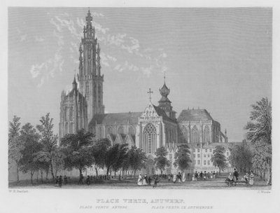 Place Verte, Antwerpen (gravering) af William Henry Bartlett