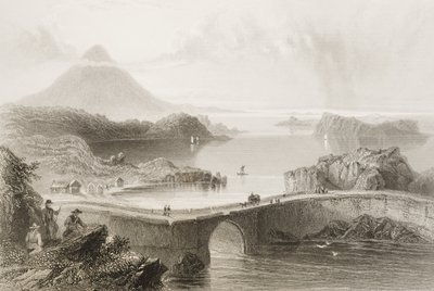Pontoon Bridge ved Lough Conn, County Mayo, Irland, fra 