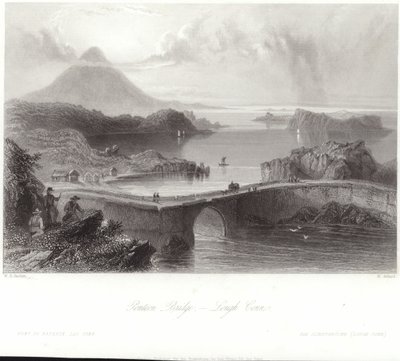 Pontonbro på Lough Conn af William Henry Bartlett
