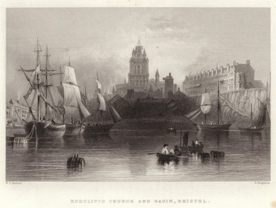 Redcliffe Church and Basin, Bristol af William Henry Bartlett
