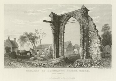 Rester af Bicknacre Priory, Essex, nær Danbury af William Henry Bartlett
