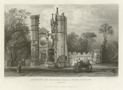 Rester af Nether Hall, nær Harlow, Essex af William Henry Bartlett