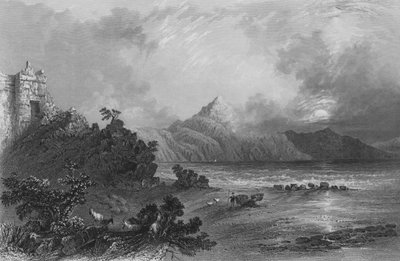 Rester af havnen i Seleucia, nær Suadeah, Casius-bjerget i det fjerne af William Henry Bartlett
