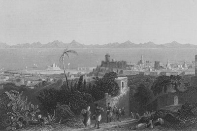 Rhodos, fra højderne, nær Sir Sidney Smiths villa af William Henry Bartlett