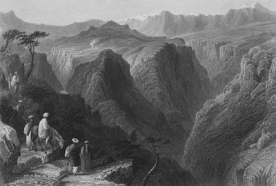 Scene i Libanonbjerget, over Kadesha-dalen eller den hellige dal af William Henry Bartlett