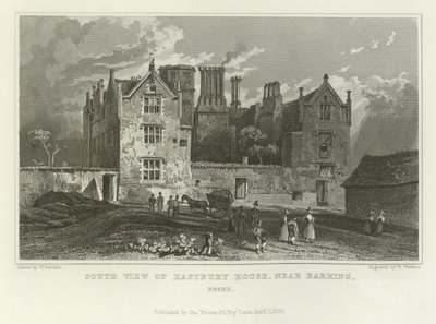 South View af Eastbury House, nær Barking, Essex af William Henry Bartlett