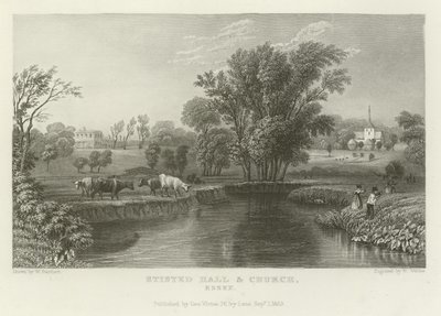 Stisted Hall and Church, Essex af William Henry Bartlett