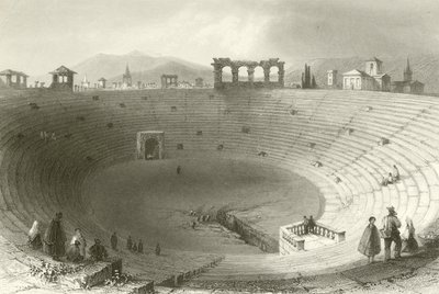 Amfiteatret, Verona af William Henry Bartlett
