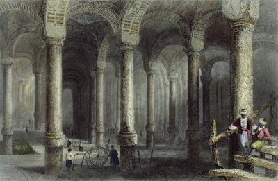 Bin-Veber-Diregs cisterne, eller The Thousand and One, Istanbul, indgraveret af J. Carter, ca. 1850 (akvatint) af William Henry Bartlett