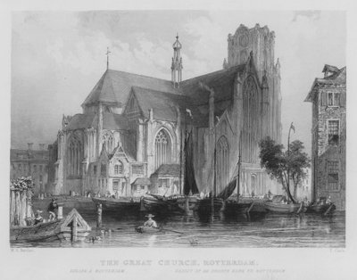 Den Store Kirke, Rotterdam (gravering) af William Henry Bartlett