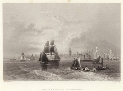 Mersey ved Liverpool af William Henry Bartlett