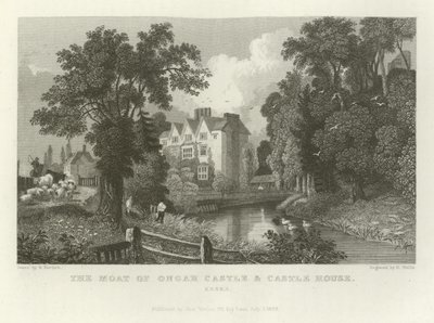 Grøften ved Ongar Castle og Castle House, Essex af William Henry Bartlett