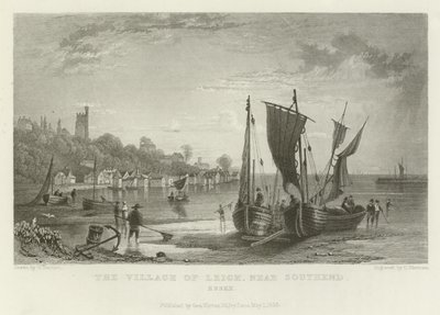 Landsbyen Leigh, nær Southend, Essex af William Henry Bartlett