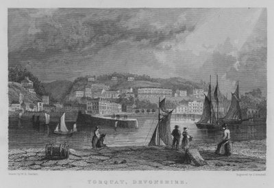Torquay, Devonshire (gravering) af William Henry Bartlett