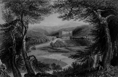 Udsigt til Drumlanrig Castle, Dumfrieshire af William Henry Bartlett