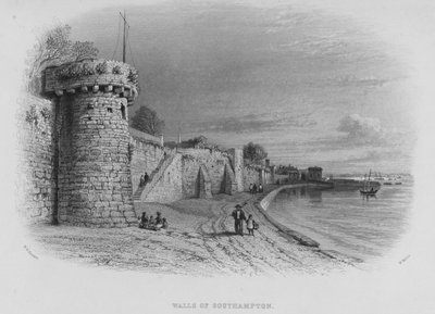 Walls of Southampton (gravering) af William Henry Bartlett