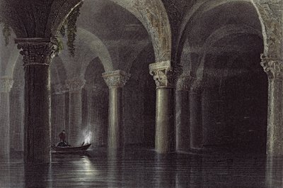 Yere Batan Serai (Cisternerne) Istanbul, indgraveret af J.T. Willmore, ca. 1850 (akvatinte) af William Henry Bartlett