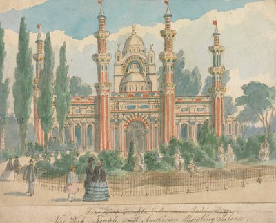 Fyrværkeri Temple og American Building Saloon af William Henry Brooke