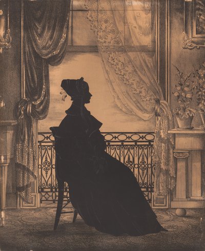 Portræt af en kvinde foran et vindue, før 1860. af William Henry Brown