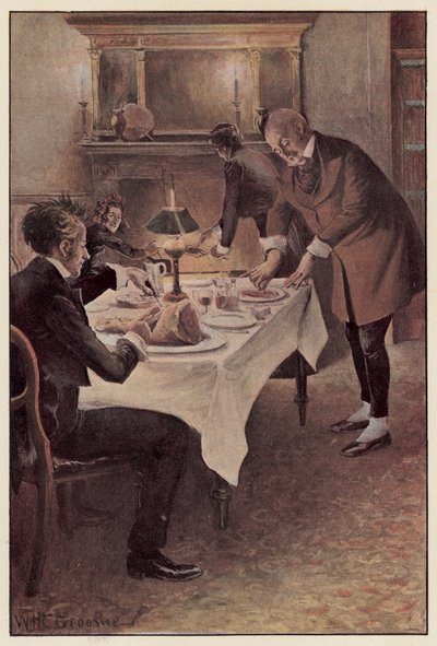 Traddles skærer fårekødet i skiver af William Henry Charles Groome
