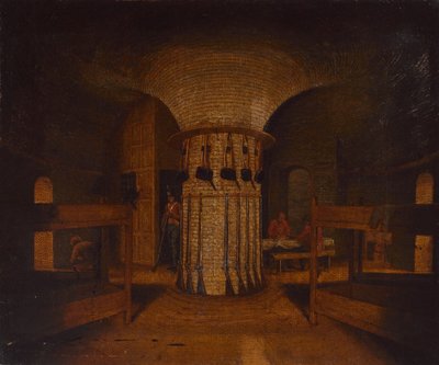 Det indre af et barakrum, muligvis i et Martello-tårn, ca. 1812 (olie på lærred) af William Henry Ford