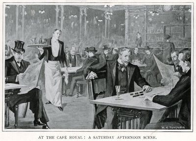 At the Cafe Royal: A Saturday Afternoon Scene, ca. 1900 (litho) af William Henry Humphris