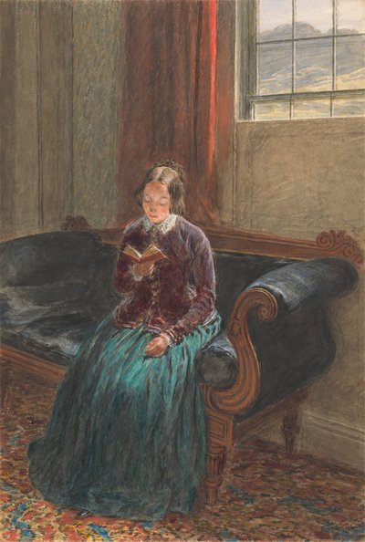 En dame læser af William Henry Hunt