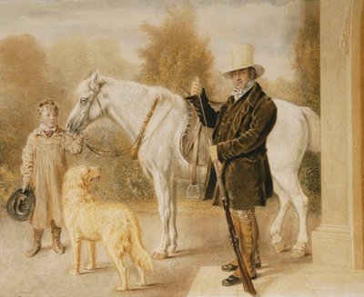 En sportsmand med en dreng, en pony og en hund, 1827 af William Henry Hunt