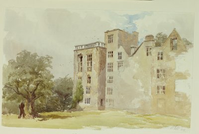 Hardwick Old Hall (akvarel på papir) af William Henry Hunt