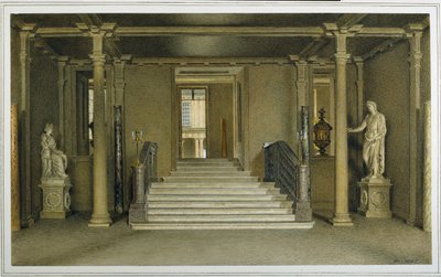 North Entrance Hall ved Chatsworth House (akvarel på papir) af William Henry Hunt