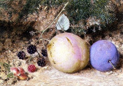 Hyben, brombær og blommer af William Henry Hunt