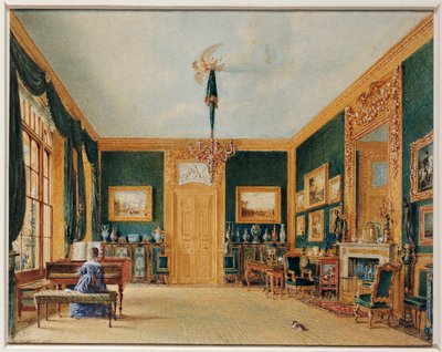 The Green Drawing Room of Earl of Essex i Cassiobury, 1823 af William Henry Hunt
