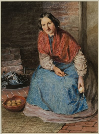 Kvinde skræller æbler (blæk og akvarel på papir) af William Henry Hunt