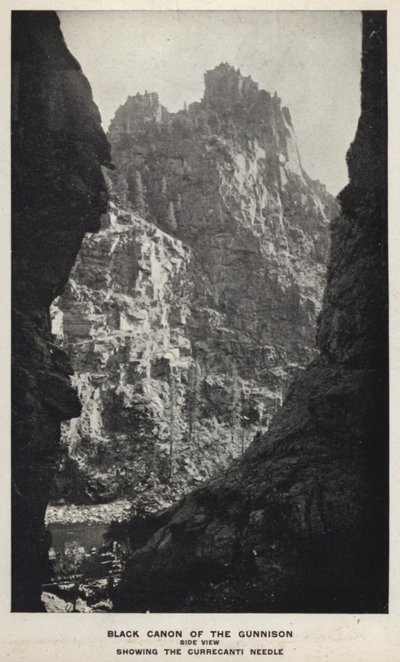 Canyons of Colorado: Black Canon of the Gunnison, set fra siden, viser Currecanti-nålen (s/h-billede) af William Henry Jackson