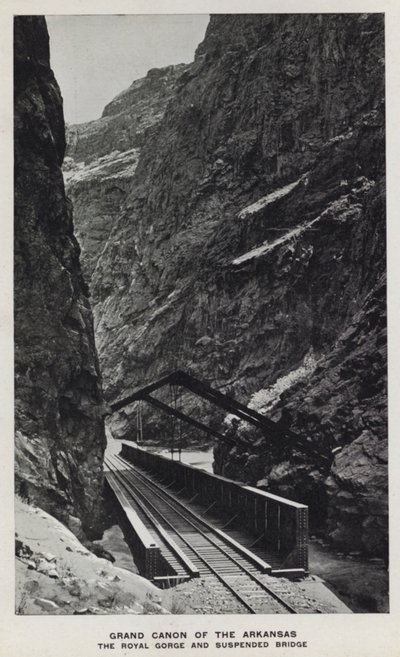 Canyons of Colorado: Grand Canon of the Arkansas, The Royal Gorge og Suspended Bridge (s/h foto) af William Henry Jackson