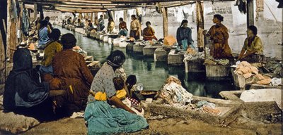 Vaskedag i Mexico City, pub. Detroit, 1880-1900 (chromolitho) af William Henry Jackson