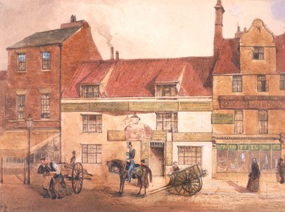 The White Horse Inn, Pilgrim Street (farve, blyant og wc på papir) af William Henry Knowles