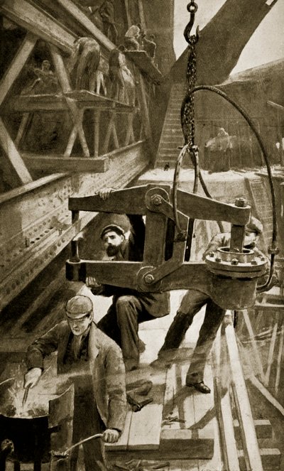 Hydraulisk nitning på Forth Bridge af William Henry Margetson