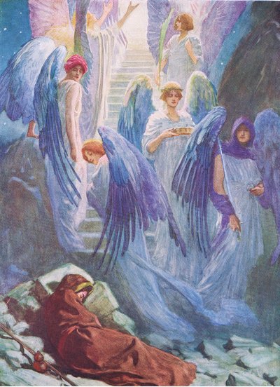 Jacobs drøm, fra The Bible Picture Book udgivet af Thomas Nelson, ca.1950 af William Henry Margetson