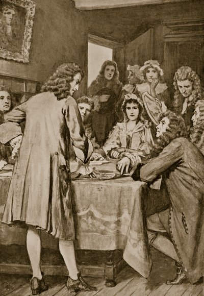 Paterson forklarer Darien-ordningen i Edinburgh, 1694, illustration fra 