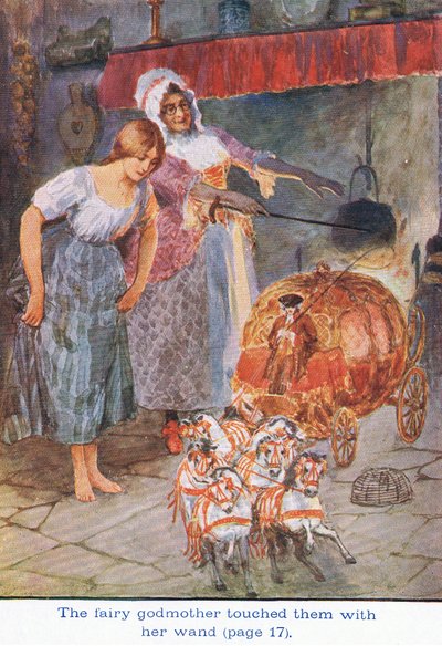 Fairy Godmother rørte ved dem med sin tryllestav, Askepot, 1925 af William Henry Margetson