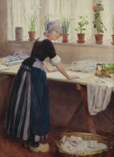 Vaskepigen, 1915 (wc på papir) af William Henry Margetson