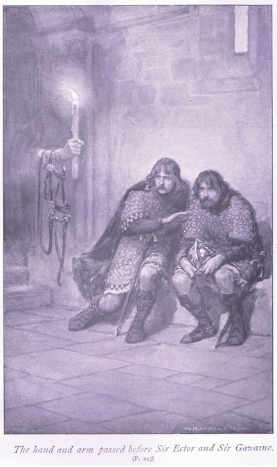 Hånden og armen gik forbi Sir Ectar og Sir Gawaine af William Henry Margetson