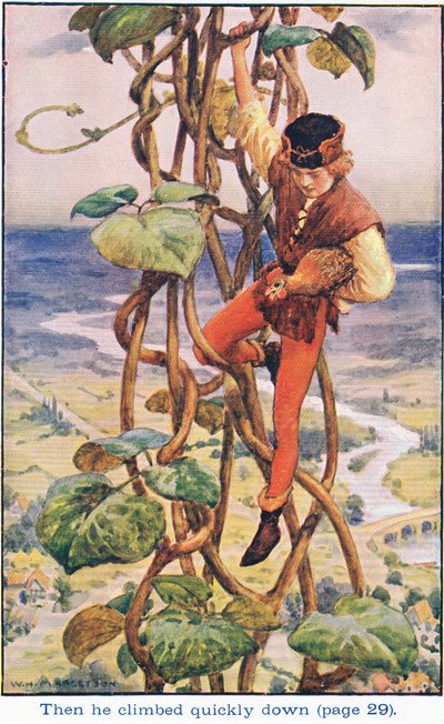 Så klatrede han stille ned, Jack and the Beanstalk, 1925 af William Henry Margetson