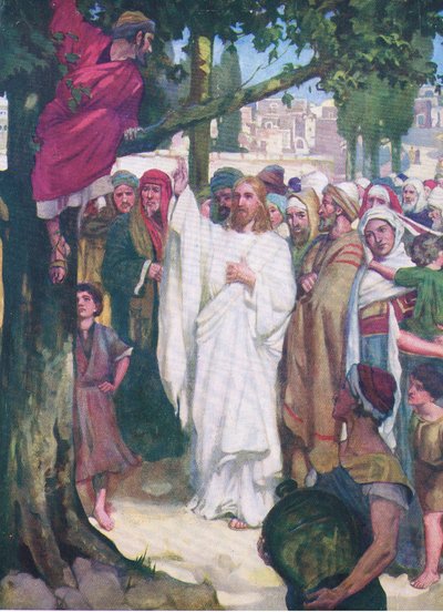 Zachæus, fra The Bible Picture Book udgivet af Thomas Nelson, ca. 1950 af William Henry Margetson