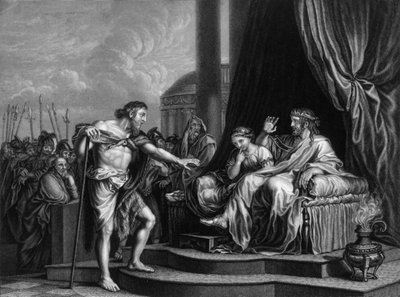 Herodes blev irettesat af ham..., lukkede Johannes inde i fængslet, midten af det 19. århundrede. af William Henry Mote