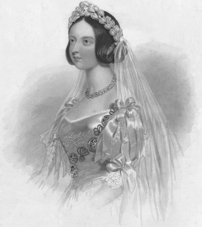 Dronningen i sin brudekjole, 1840. af William Henry Mote
