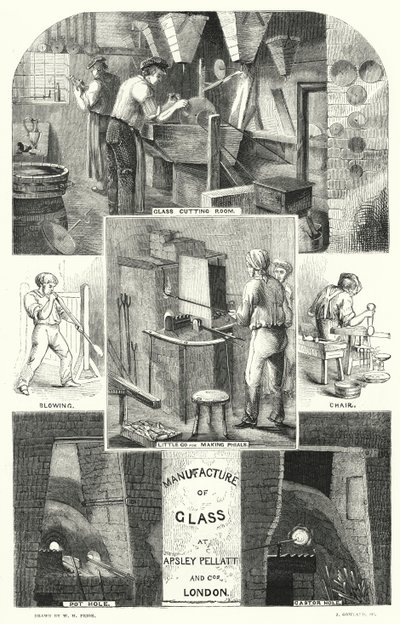 Fremstilling af glas hos Apsley Pellatt and Cos, London (gravering) af William Henry Pike