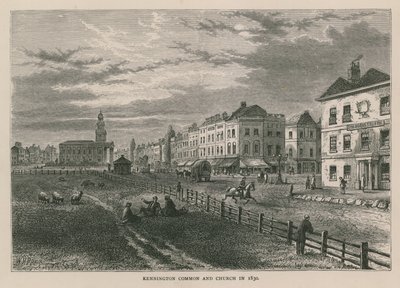 Kennington Common and Church i 1830 af William Henry Prior