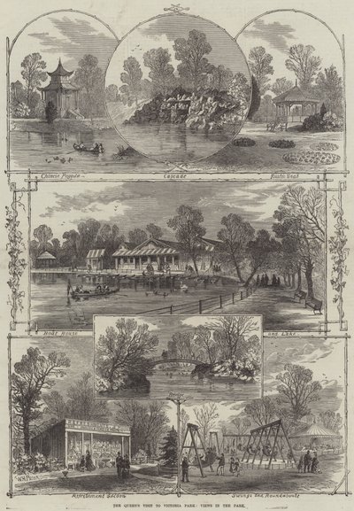 Dronningens besøg i Victoria Park, Udsigt i parken af William Henry Prior